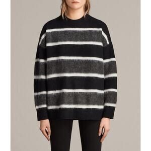 ALLSAINTS Edi Crew Sweater Striped Oversized Size S